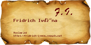 Fridrich Ivána névjegykártya